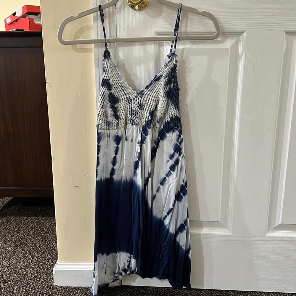 Blue tie dye beach dress